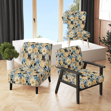 Blue Boho Floral Harmony Dreams - Cottage Arm Chair